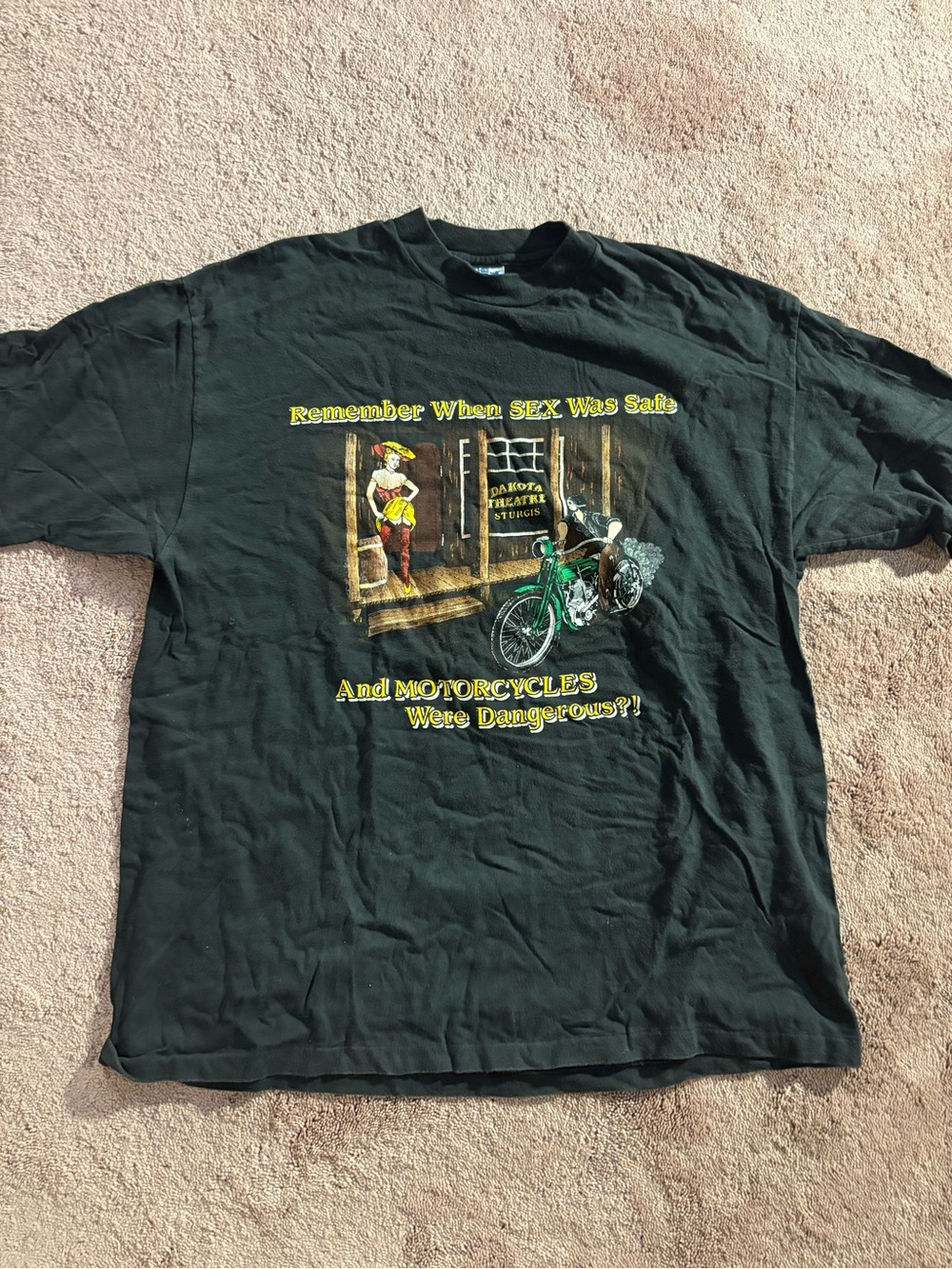 Vintage‎ Hanes Beefy-T Harley Davidson Sturgis T-Shirt XL Black Made in USA XL